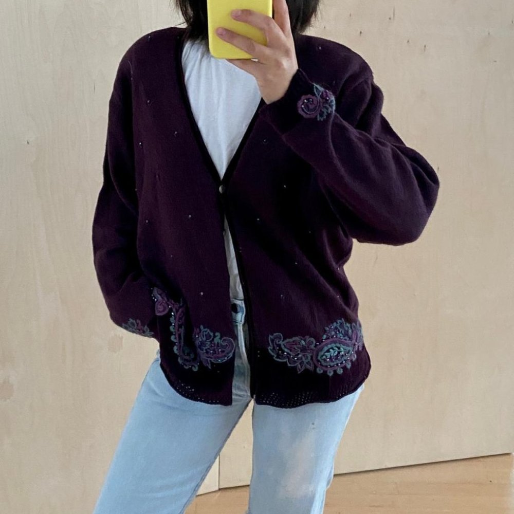 Grannycore Purple Vintage Wool Sweater